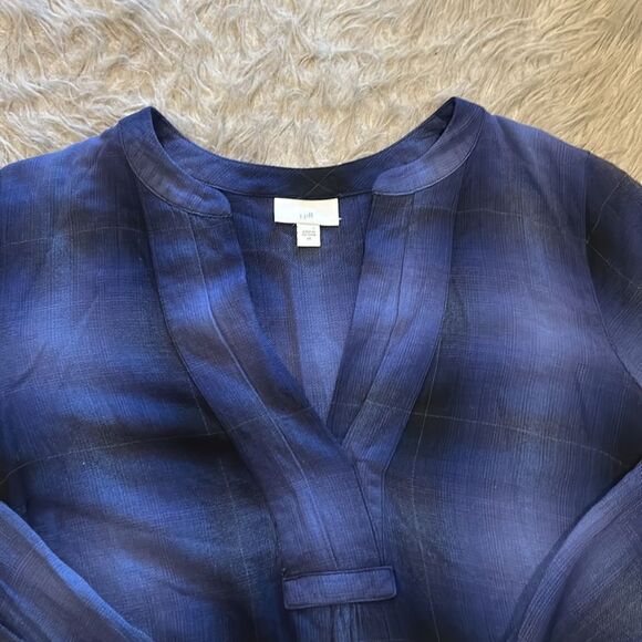 J Jill women’s blue and black plaid soft rayon‎ long sleeve tunic size xs - Picture 2 of 5